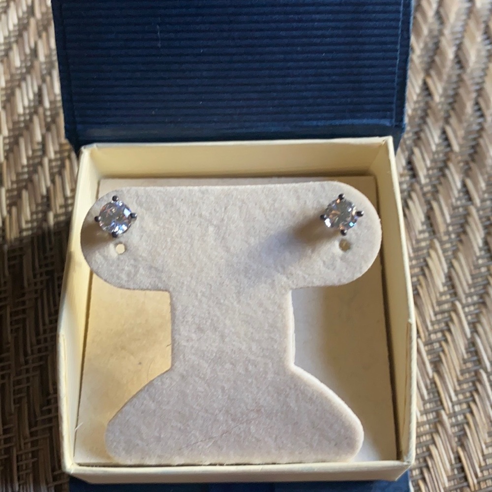 Sterling Silver CZ Round Stud Earrings